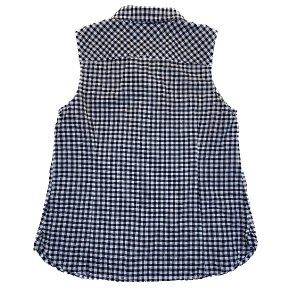 Tommy Hilfiger Gingham Check Sleeveless Button Up Top. Large. Black & White - Picture 2 of 11